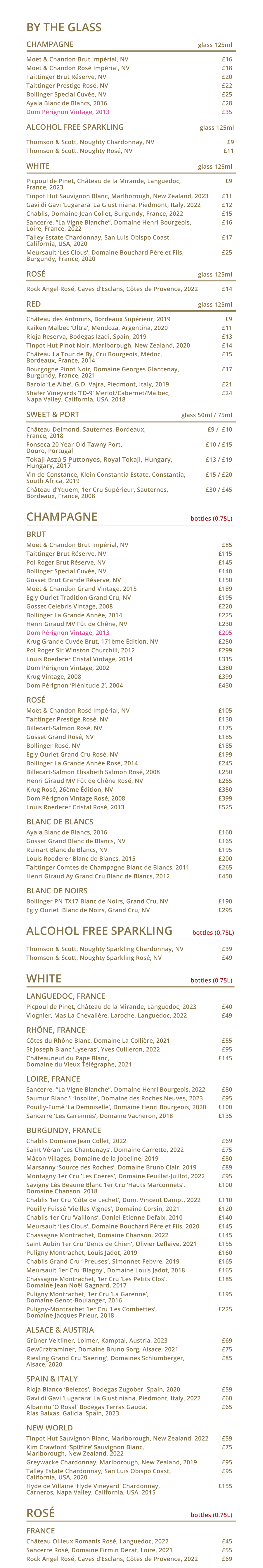 bob bob ricard wine list